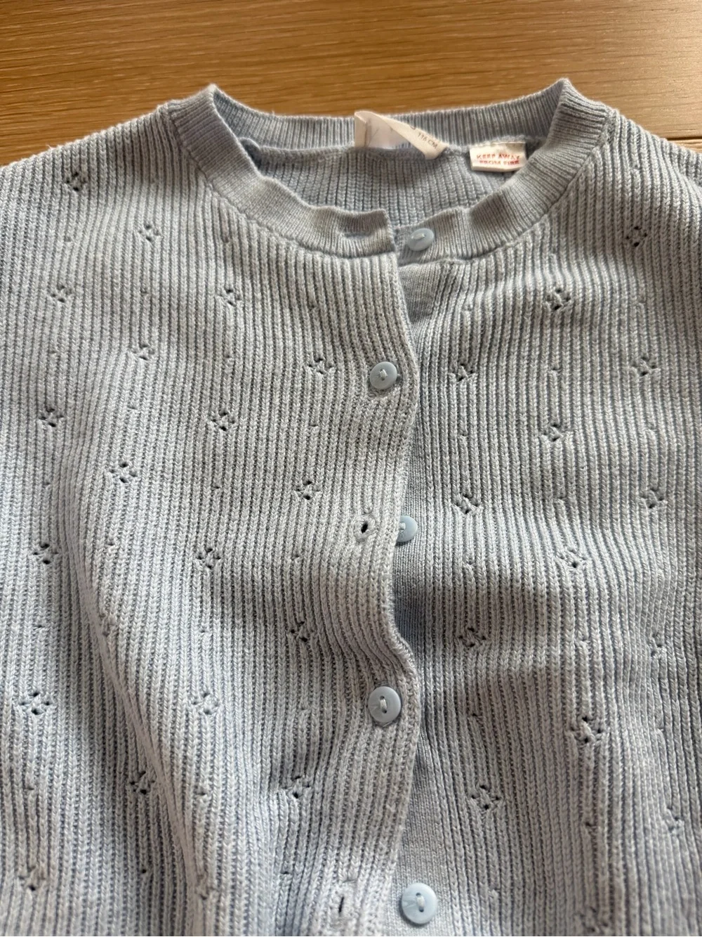 Mango kids Light Blue Knit Button-Up Cardigan